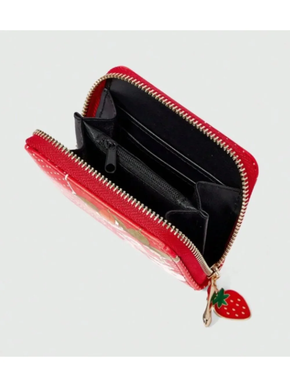Strawberry Shortcake Red Polka Dot Mini Wallet Cute Zip Coin Purse Pouch